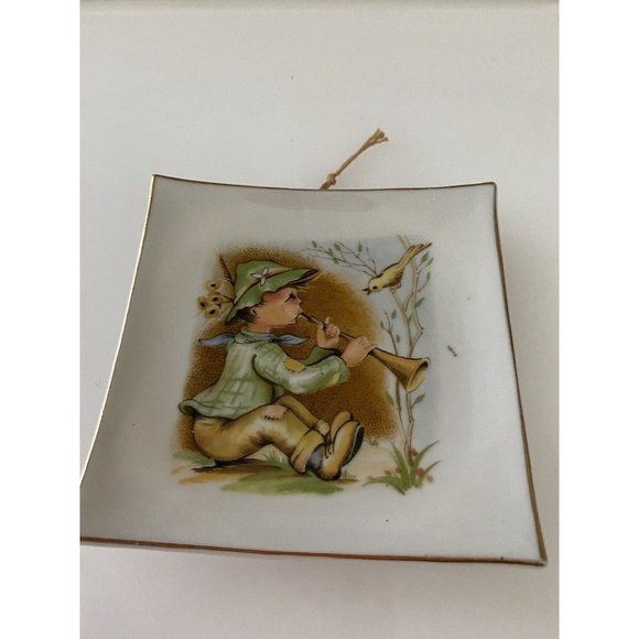 Vintage Hand Painted Small Porcelain Wall Hanging Plate or Christmas Ornament 3" - Picture 7 of 16